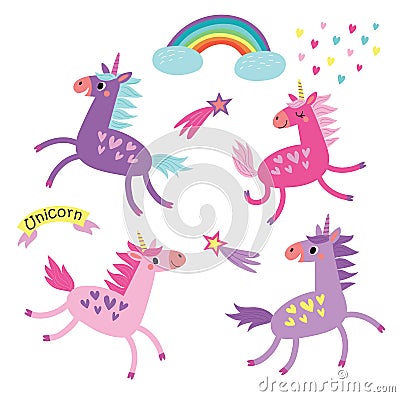 Cute unicorns. Vector illustration Vector Illustration
